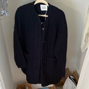 White + Warren Navy Knit Cardigan
